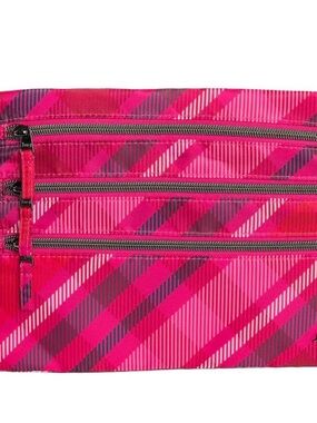 Lug Kickline Triple Zip Storage Pouch Berry plaid New